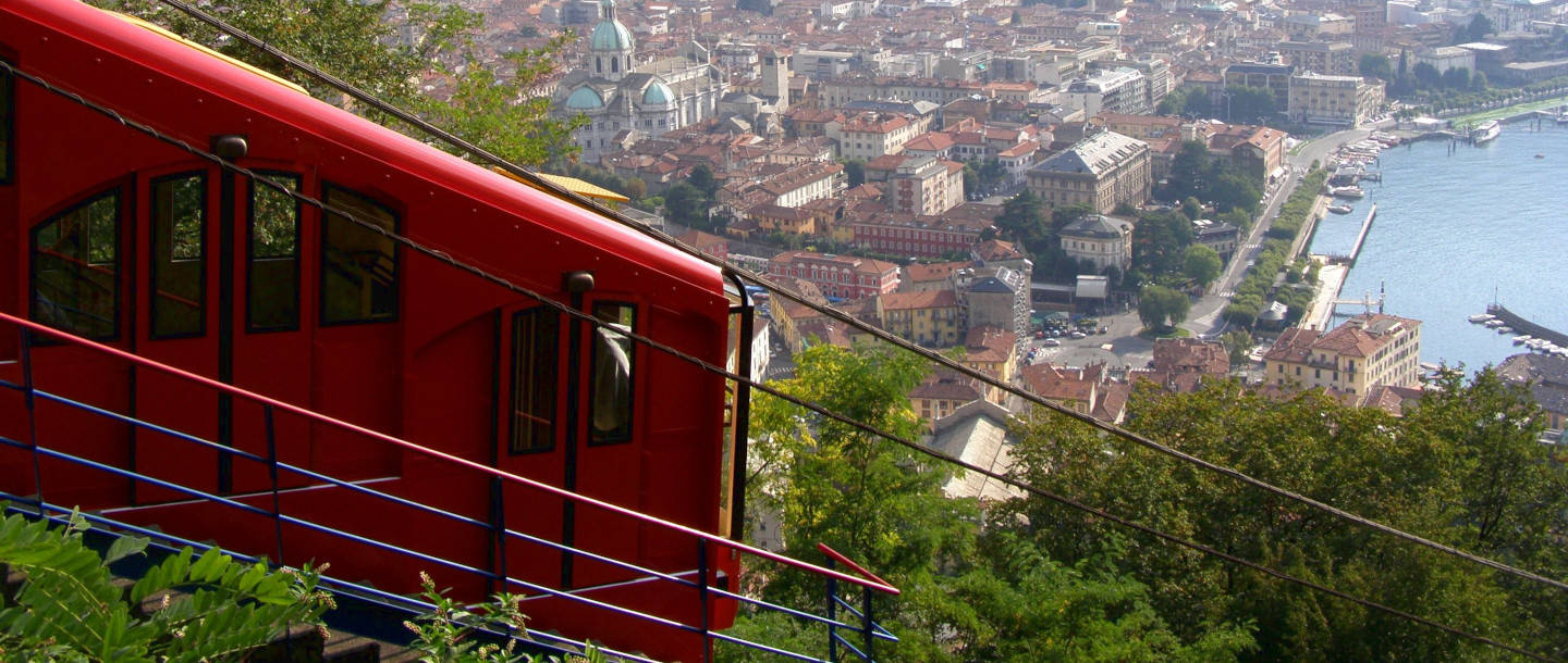 Up and down on a funicular the panorama seen from the sky