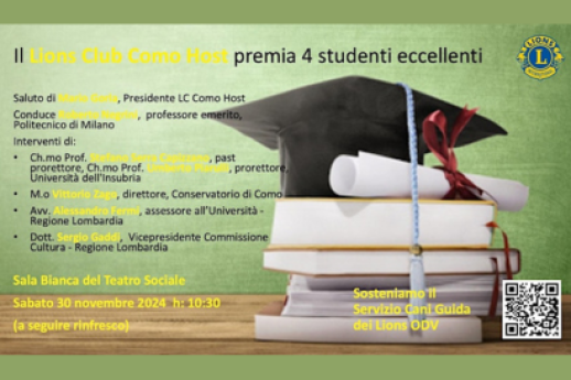 Il Lions Club Como Host premia 4 studenti universitari eccellenti